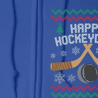 Happy Hockeydays Ice Hockey Player Ugly Christmas Sweater Great Gift Full Zip Hoodie