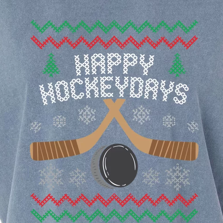 Happy Hockeydays Ice Hockey Player Ugly Christmas Sweater Great Gift Garment-Dyed Women's Muscle Tee