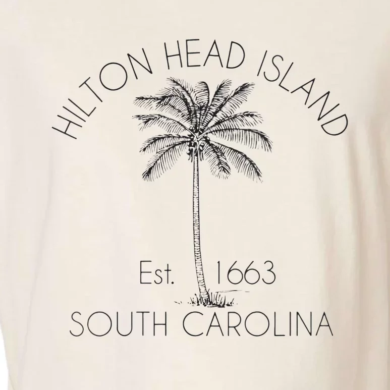 Hilton Head Island Beach Design Palm Tree Illustration Garment-Dyed Women's Muscle Tee