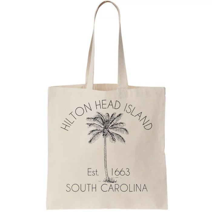 Hilton Head Island Beach Design Palm Tree Illustration Tote Bag