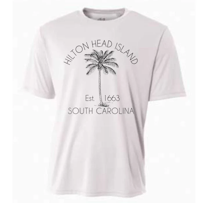 Hilton Head Island Beach Design Palm Tree Illustration Cooling Performance Crew T-Shirt