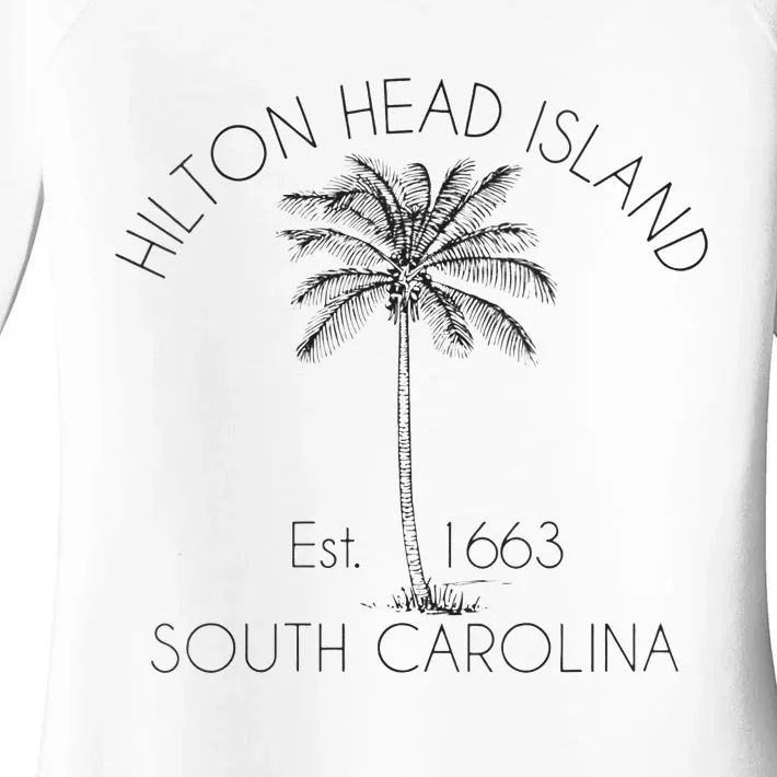 Hilton Head Island Beach Design Palm Tree Illustration Women's Perfect Tri Tunic Long Sleeve Shirt