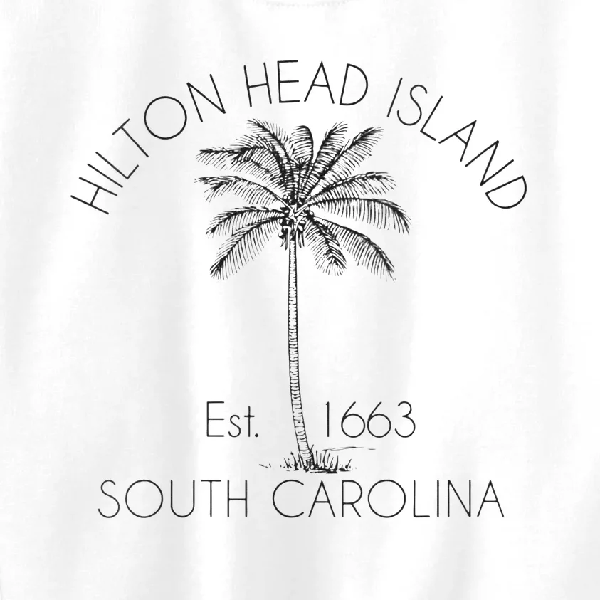 Hilton Head Island Beach Design Palm Tree Illustration Kids Sweatshirt