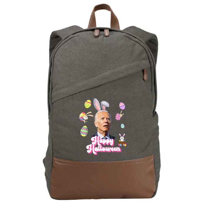 Happy Halloween Joe Biden Funny Easter Cotton Canvas Backpack