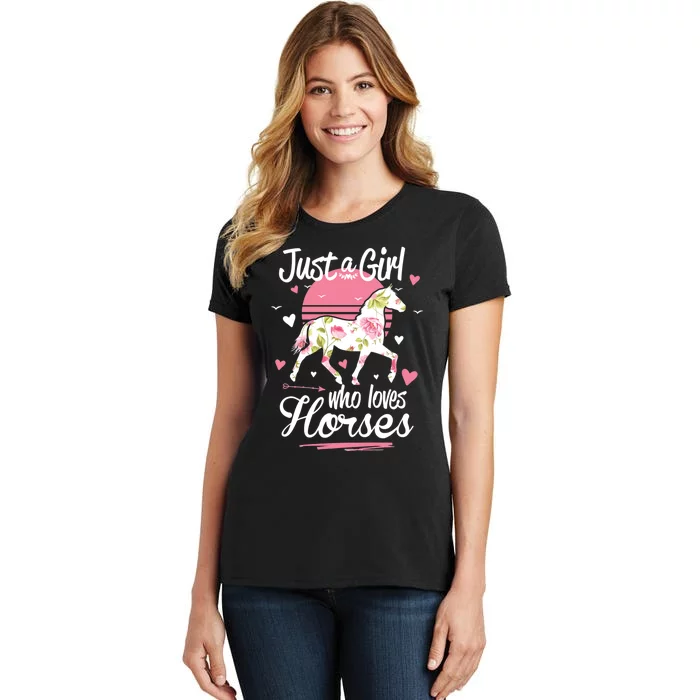 Horse Horses . Just A Girl Who Loves Horses Horse Rider Women's T-Shirt