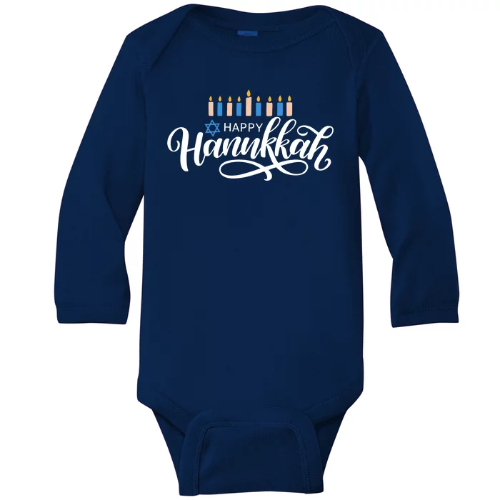 Happy Hanukkah Jewish Holiday Gift Baby Long Sleeve Bodysuit