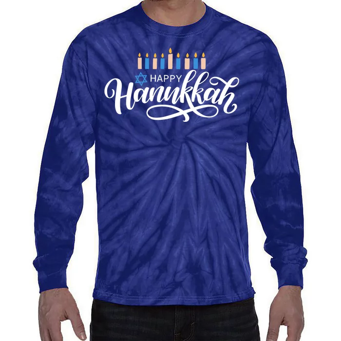 Happy Hanukkah Jewish Holiday Gift Tie-Dye Long Sleeve Shirt