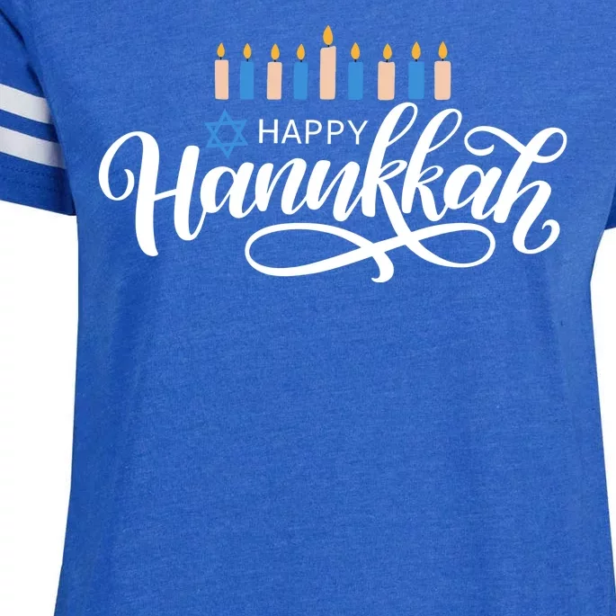 Happy Hanukkah Jewish Holiday Gift Enza Ladies Jersey Football T-Shirt