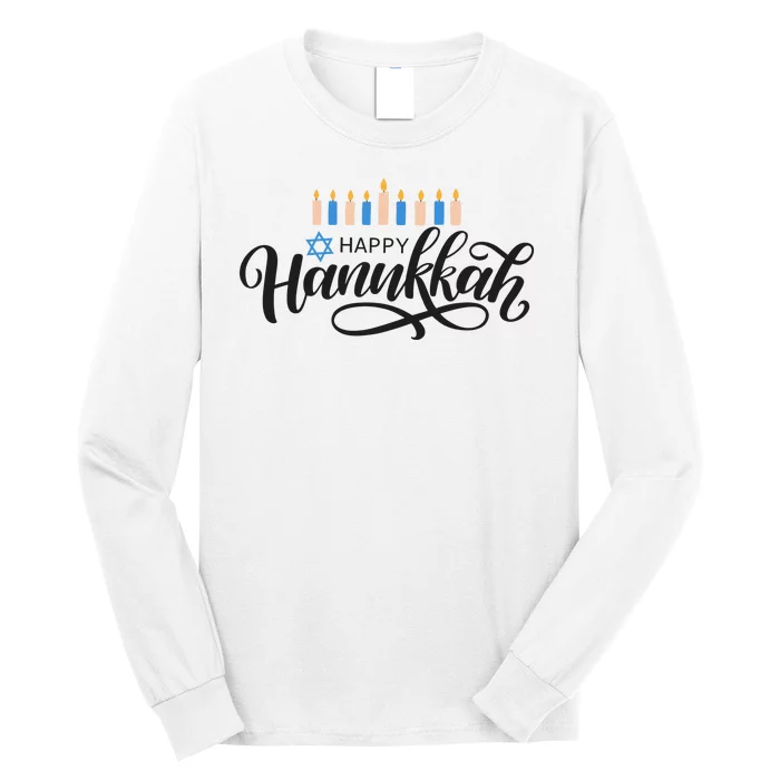 Happy Hanukkah Jewish Holiday Gift Long Sleeve Shirt