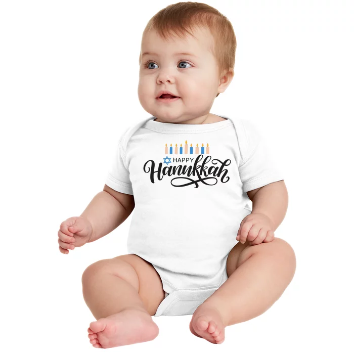 Happy Hanukkah Jewish Holiday Gift Baby Bodysuit