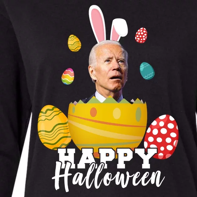 Happy Halloween Joe Biden Easter Funny Confused Womens Cotton Relaxed Long Sleeve T-Shirt