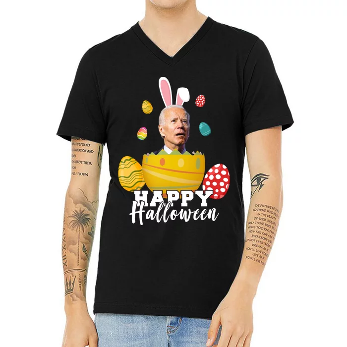 Happy Halloween Joe Biden Easter Funny Confused V-Neck T-Shirt