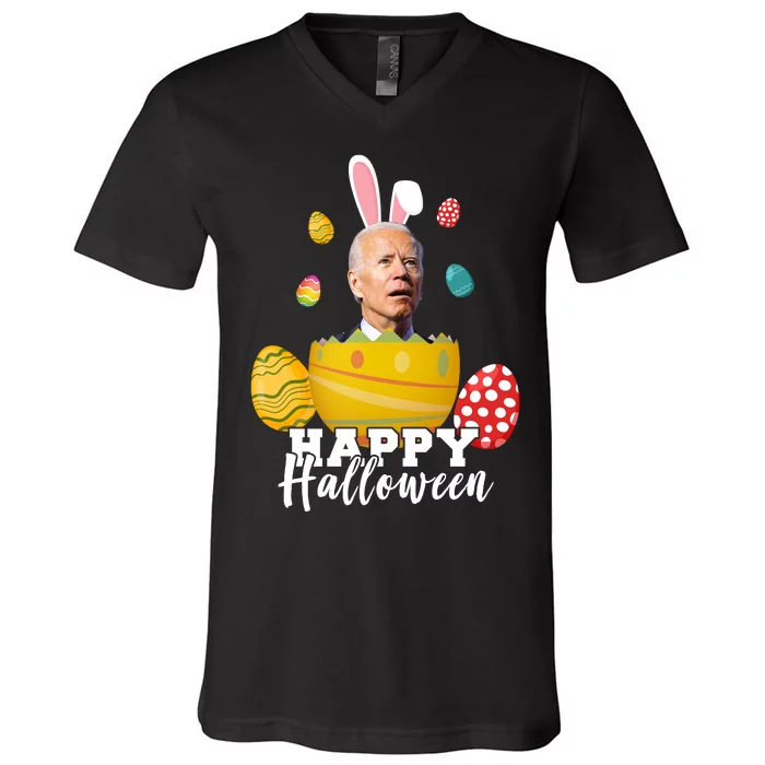 Happy Halloween Joe Biden Easter Funny Confused V-Neck T-Shirt