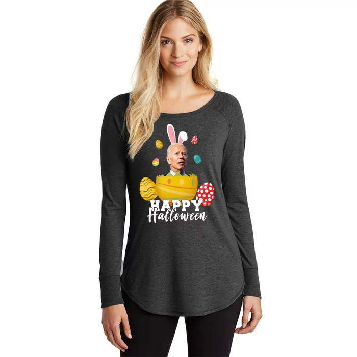 Happy Halloween Joe Biden Easter Funny Confused Women's Perfect Tri Tunic Long Sleeve Shirt