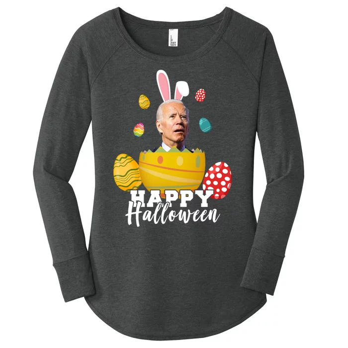 Happy Halloween Joe Biden Easter Funny Confused Women's Perfect Tri Tunic Long Sleeve Shirt