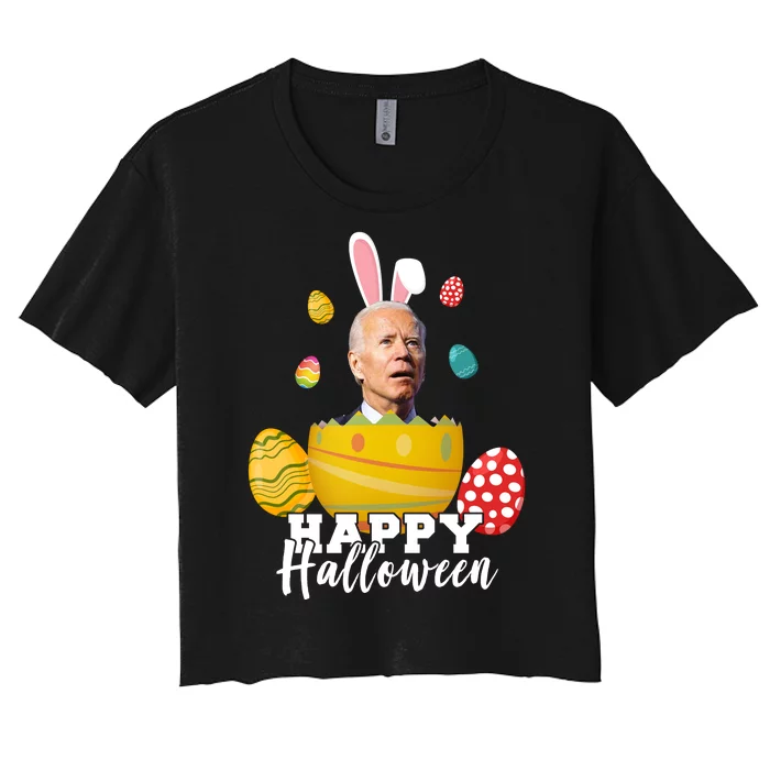 Happy Halloween Joe Biden Easter Funny Confused Women's Crop Top Tee