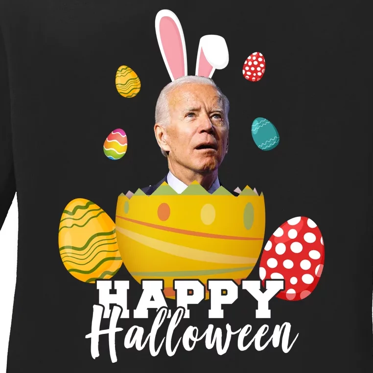 Happy Halloween Joe Biden Easter Funny Confused Ladies Long Sleeve Shirt