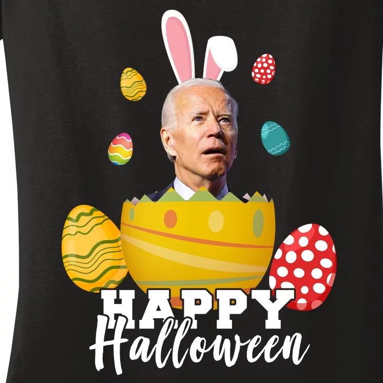 Happy Halloween Joe Biden Easter Funny Confused Women's V-Neck T-Shirt