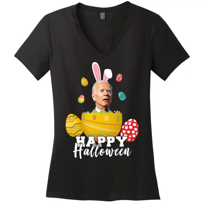 Happy Halloween Joe Biden Easter Funny Confused Women's V-Neck T-Shirt