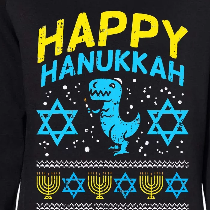 Happy Hanukkah Jewish TRex Ugly Chanukah Sweater Gift Womens California Wash Sweatshirt