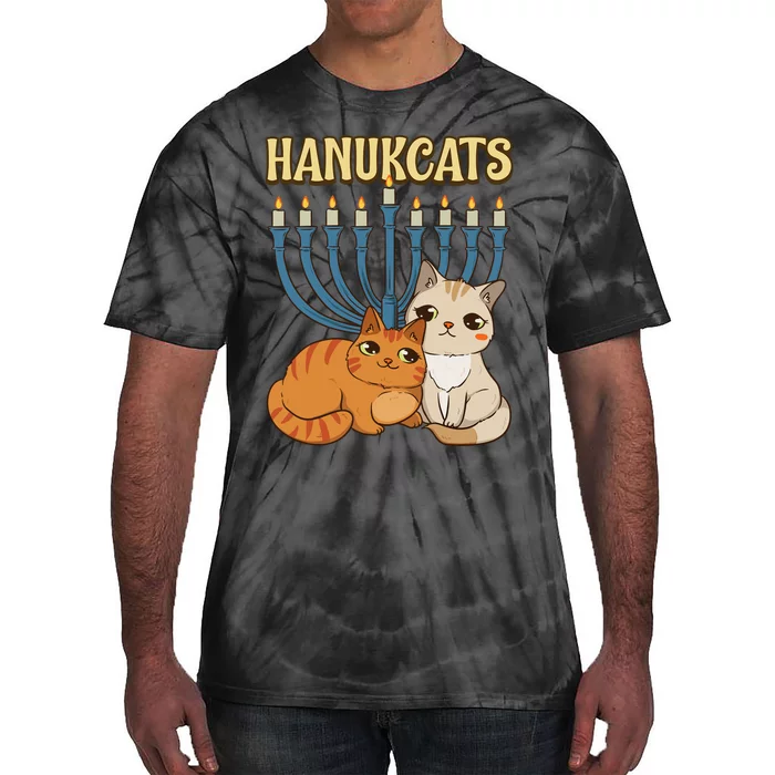 Hanukcats Hanukkah Jewish Cat Kawaiiorah Holiday Tie-Dye T-Shirt