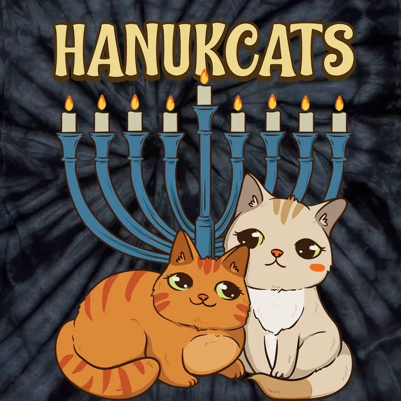 Hanukcats Hanukkah Jewish Cat Kawaiiorah Holiday Tie-Dye T-Shirt