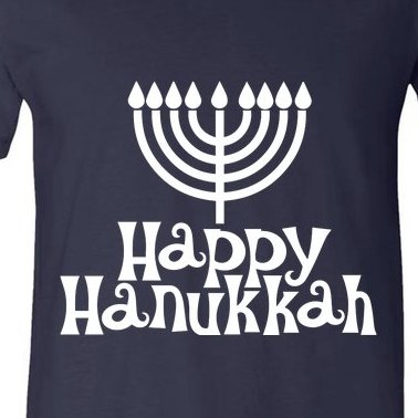 Happy Hanukkah Jewish Funny V-Neck T-Shirt