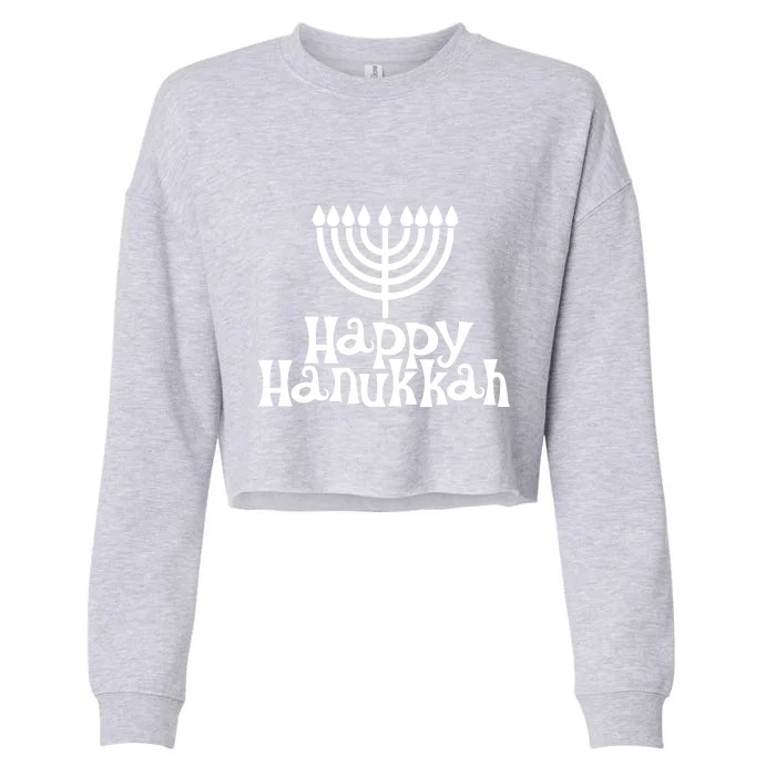 Happy Hanukkah Jewish Funny Cropped Pullover Crew