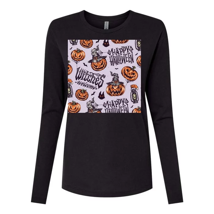 Happy Halloween Jack O Lantern Womens Cotton Relaxed Long Sleeve T-Shirt