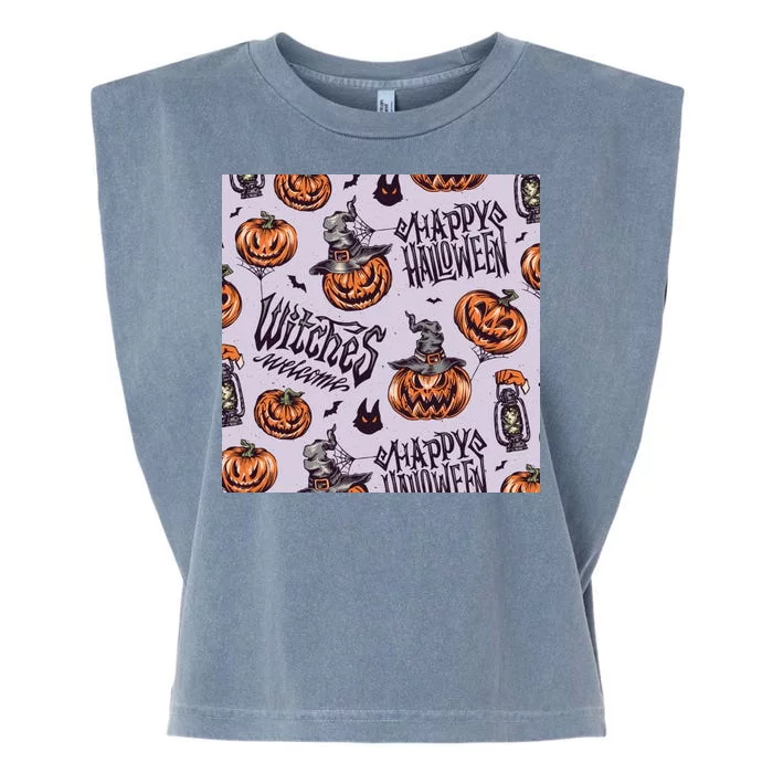 Happy Halloween Jack O Lantern Garment-Dyed Women's Muscle Tee