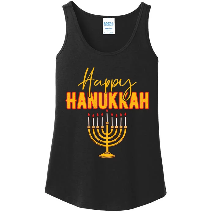 Happy Hanukkah Jewish Holiday Ladies Essential Tank