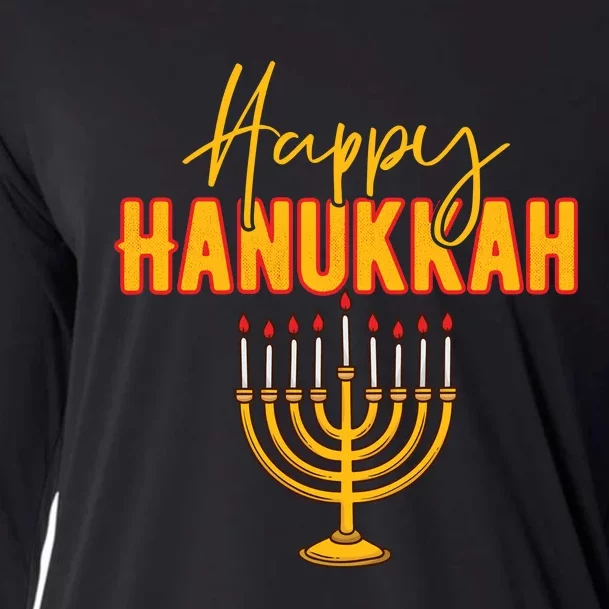 Happy Hanukkah Jewish Holiday Cooling Performance Long Sleeve Crew