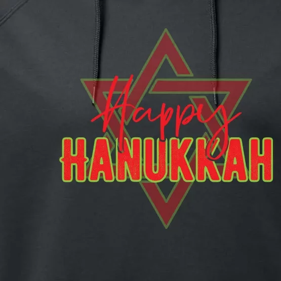 Happy Hanukkah Jewish Holiday Gift Performance Fleece Hoodie