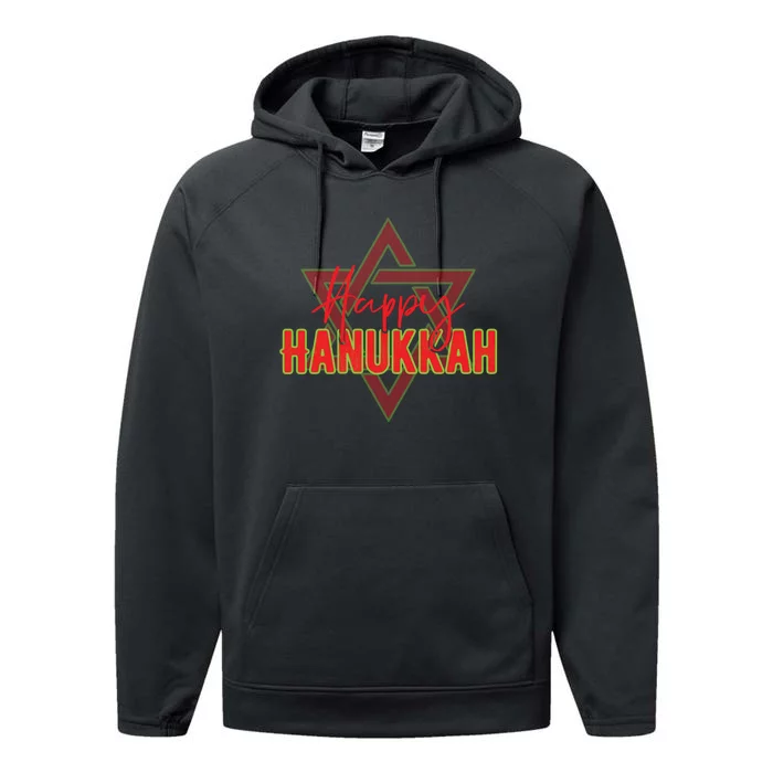 Happy Hanukkah Jewish Holiday Gift Performance Fleece Hoodie