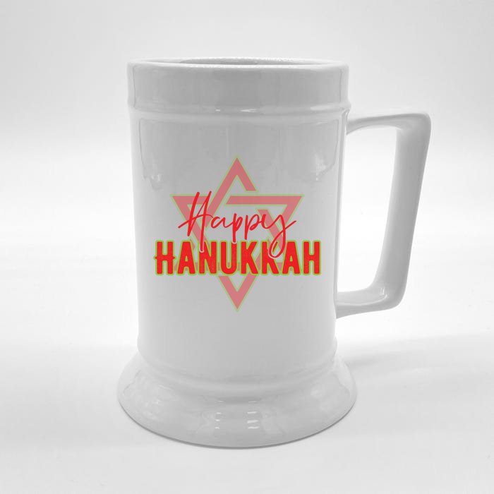 Happy Hanukkah Jewish Holiday Gift Front & Back Beer Stein