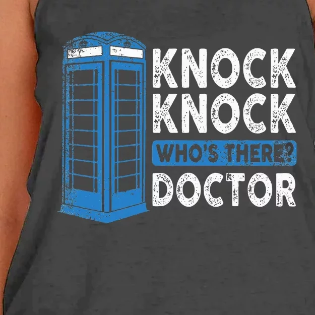 Hilarious Humor Knock Knock Doctor Funny Knock WhoS There Women's Knotted Racerback Tank