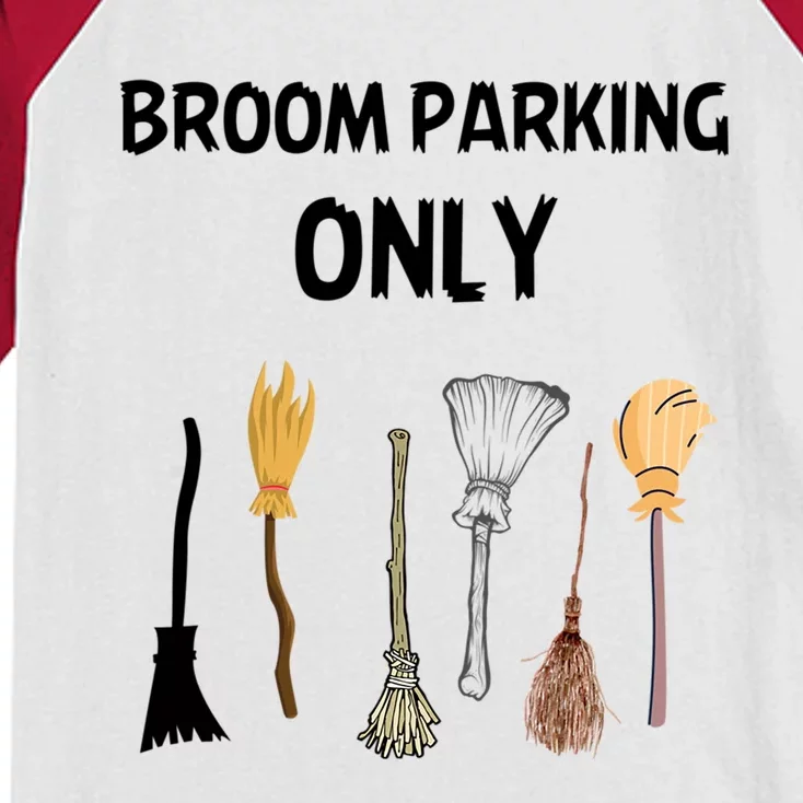 Humorous Halloween Lovers Broom Parking Only Gift Kids Colorblock Raglan Jersey