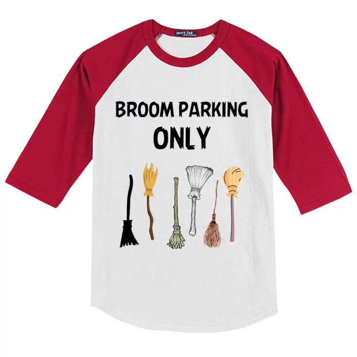 Humorous Halloween Lovers Broom Parking Only Gift Kids Colorblock Raglan Jersey