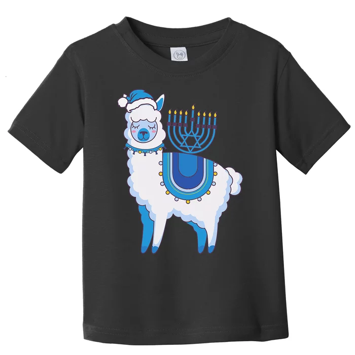 Happy Hanukkah Llamakkah Llama Menorah Alpaca Jewish Holiday Toddler T-Shirt