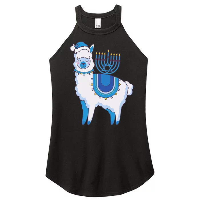 Happy Hanukkah Llamakkah Llama Menorah Alpaca Jewish Holiday Women’s Perfect Tri Rocker Tank