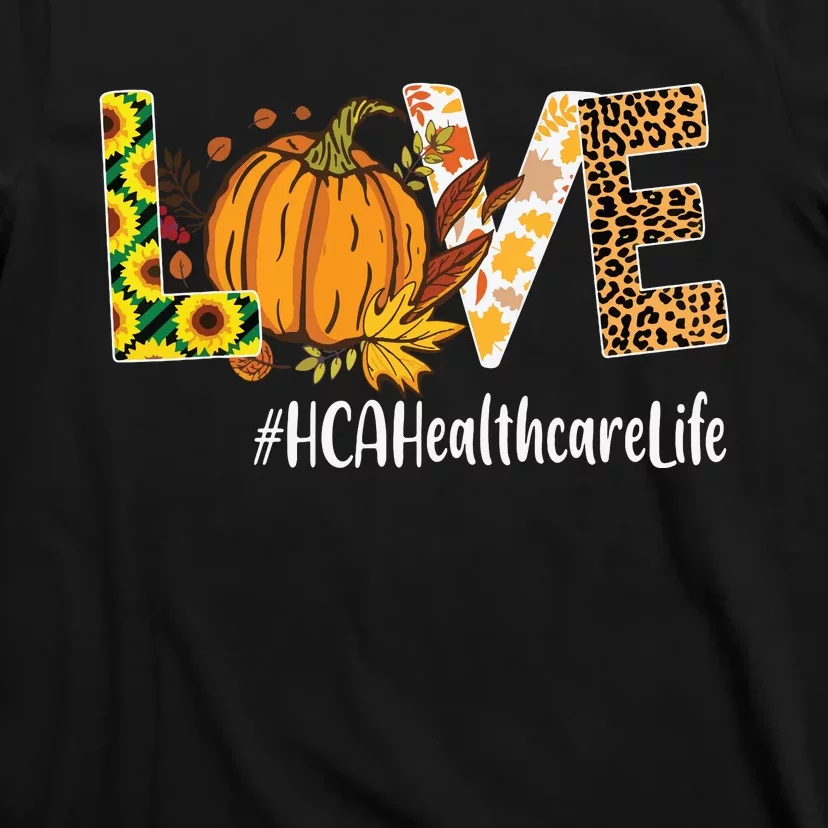 Hca Healthcare Love Fall Pumpkin Leopard Halloween Autumn T-Shirt