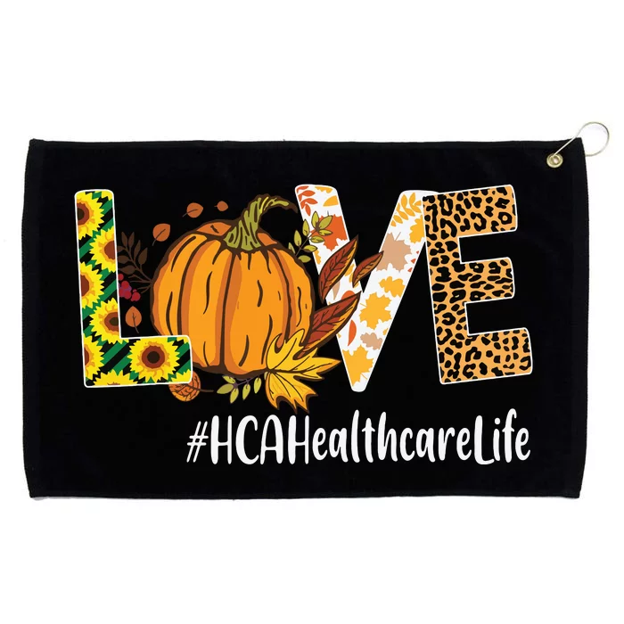 Hca Healthcare Love Fall Pumpkin Leopard Halloween Autumn Grommeted Golf Towel