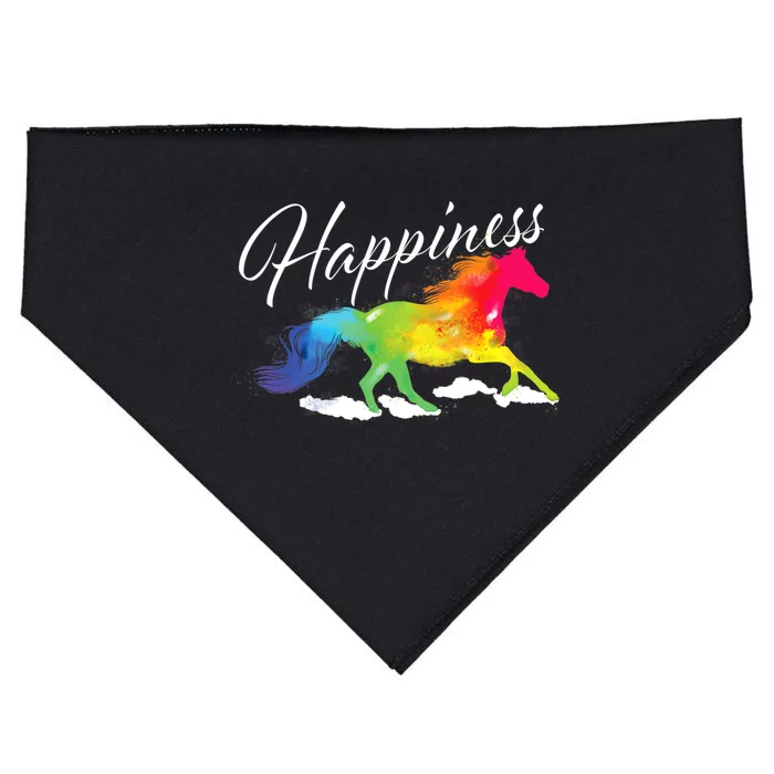 Happiness Horse Lover Equestrian Horseback Rider USA-Made Doggie Bandana