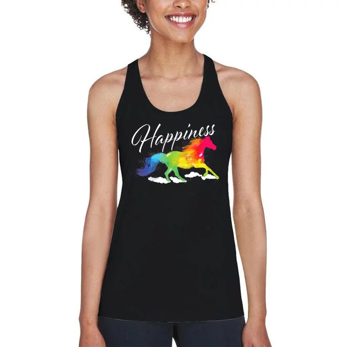 Happiness Horse Lover Equestrian Horseback Rider Women's Racerback Tank