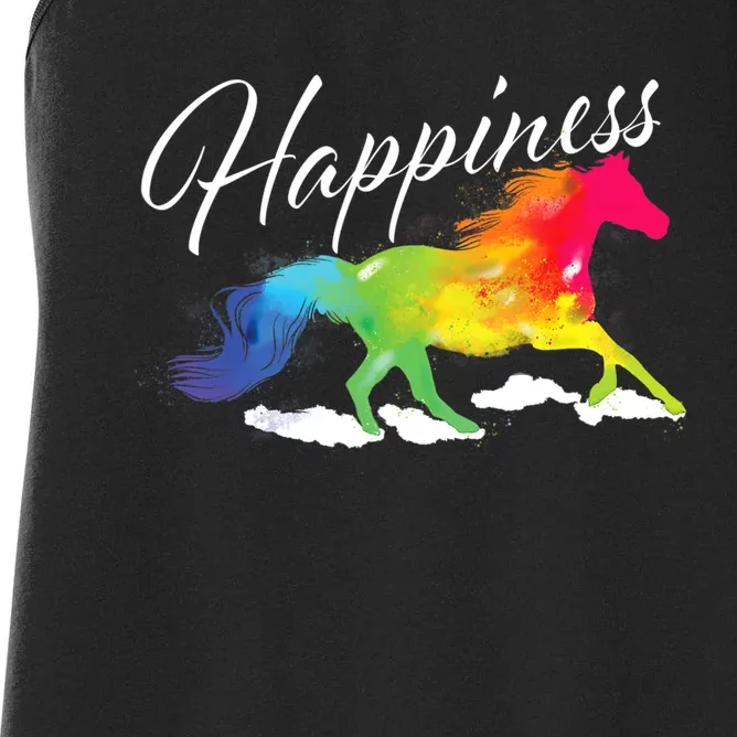 Happiness Horse Lover Equestrian Horseback Rider Women's Racerback Tank