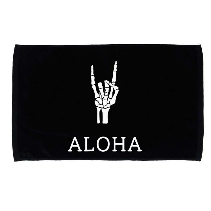 Halloween Hang Loose Skeleton Shaka Aloha – Over Left Breast Microfiber Hand Towel