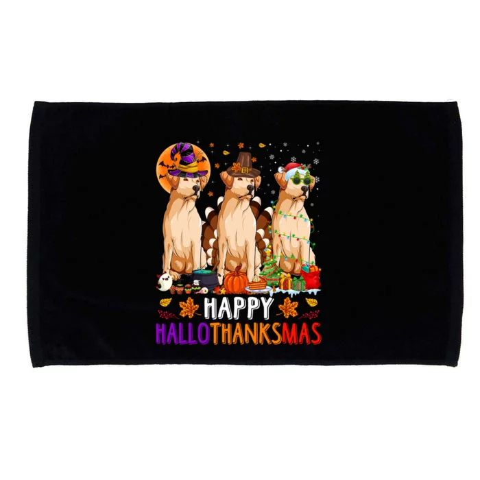 Happy Hallothanksmas Labrador Dog Halloween Christmas Gift Microfiber Hand Towel