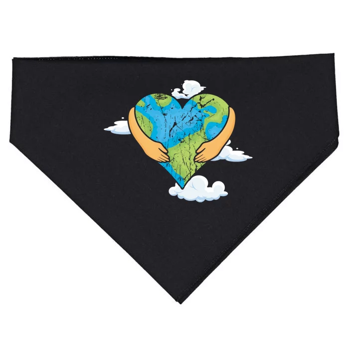 Hand Heart Love World Save Planet Hour Day Earth Gift USA-Made Doggie Bandana