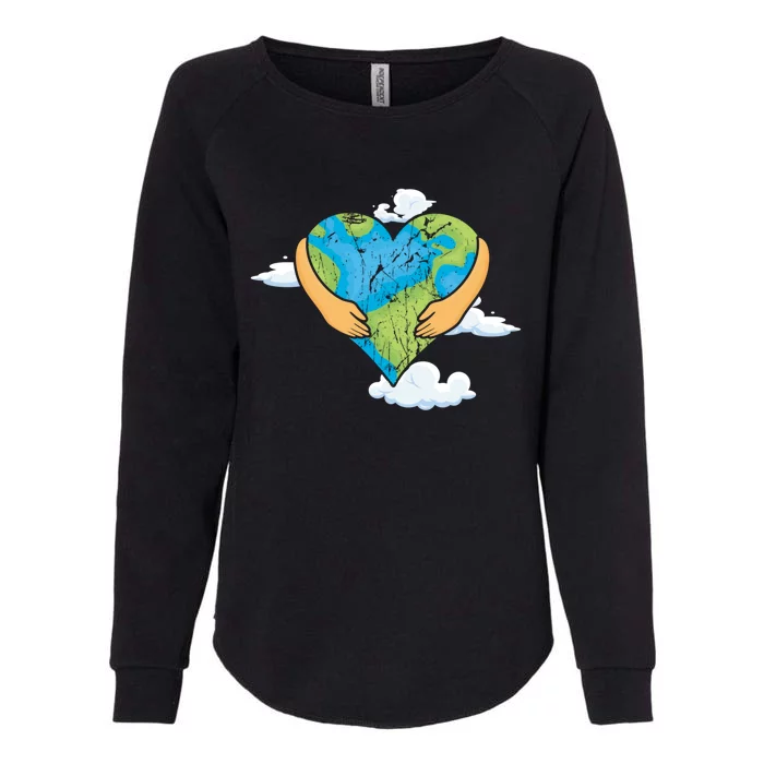 Hand Heart Love World Save Planet Hour Day Earth Gift Womens California Wash Sweatshirt