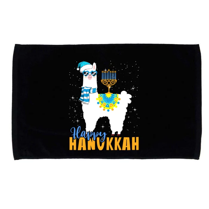 Happy Hanukkah Llama Cute Alpaca Chanukah Microfiber Hand Towel